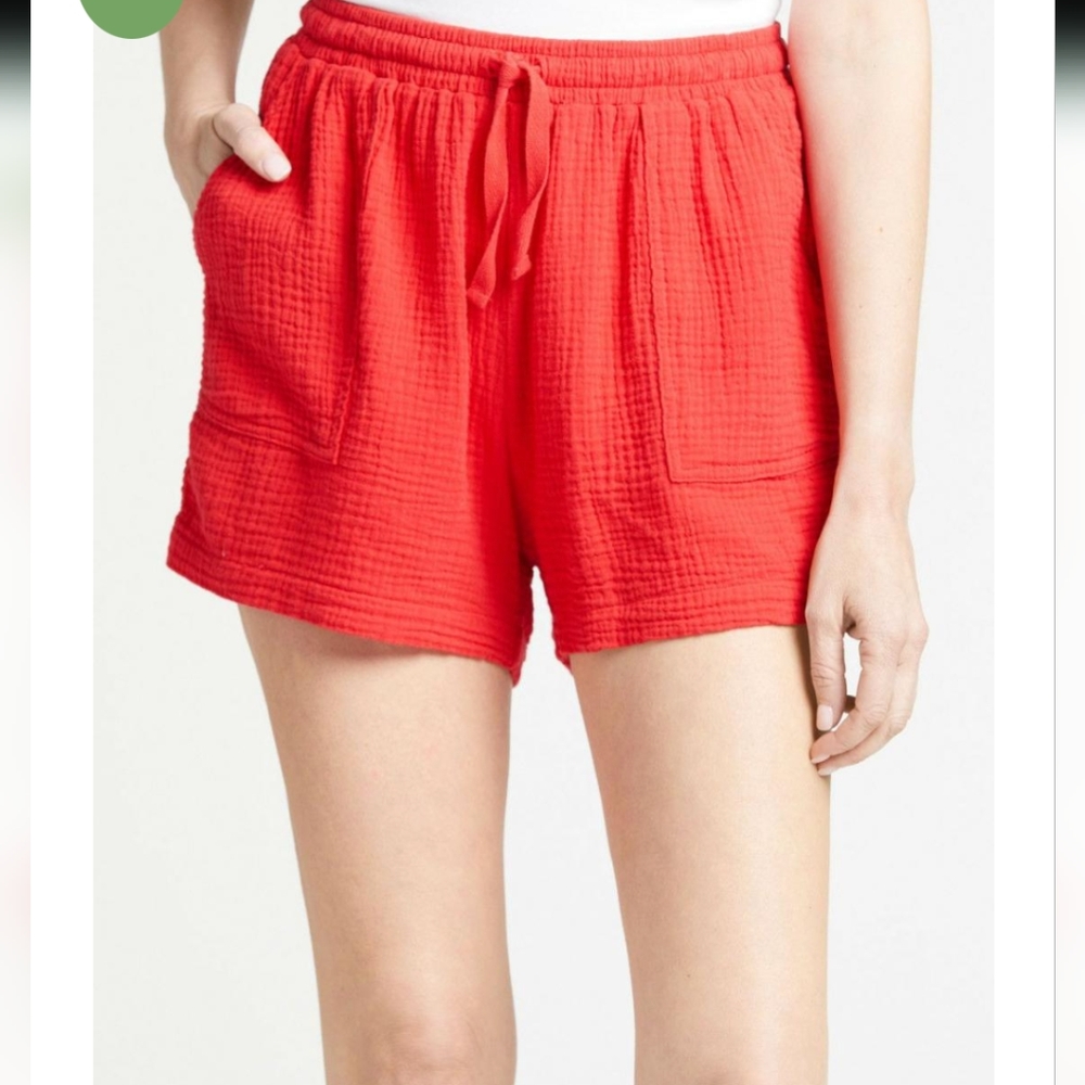 NWT women's red cotton gauze bobi shorts size XL